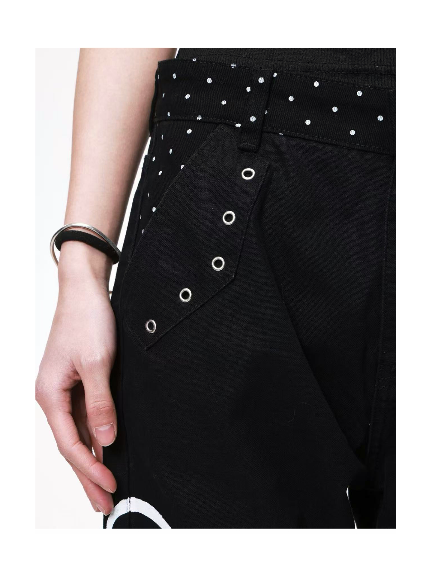 DETW Vintage Polka Dot Splicing Jeans