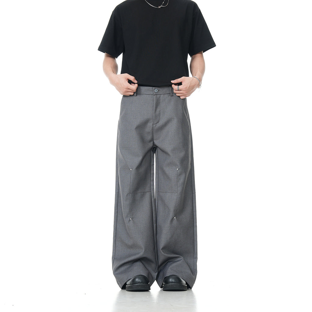 11KN American Style High-end Rivet Loose Wide-leg Casual Drape Trousers