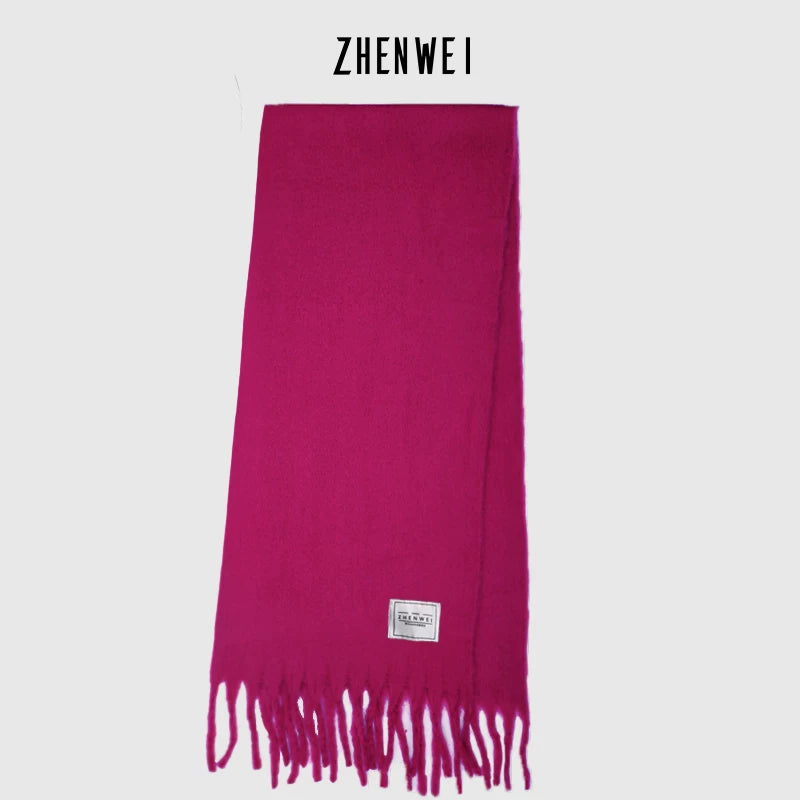 ZHENWEI Mohair Fringed Thick Big Scarf Shawl