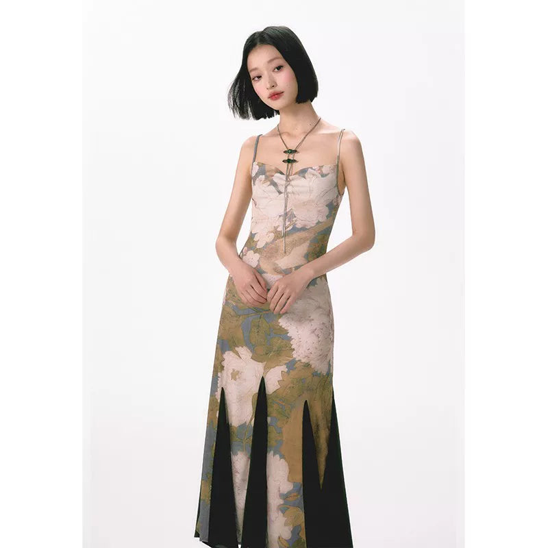 YEDM Elastic Suspender Fishtail Dress