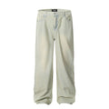 11KN cloud water blue jeans washed retro straight wide-leg trousers