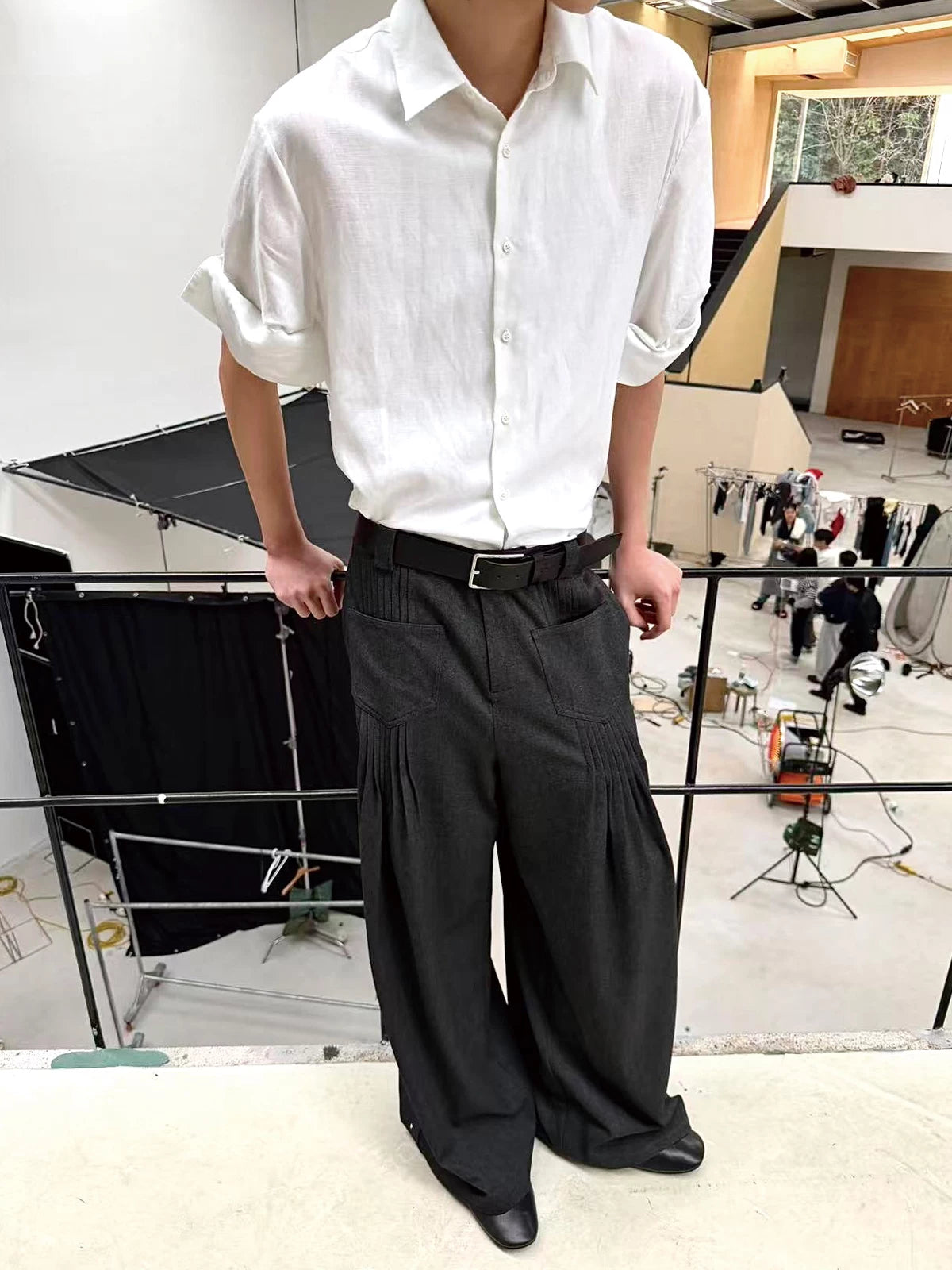 JCAESAR Pleated Straight Micro-wide Casual Pants