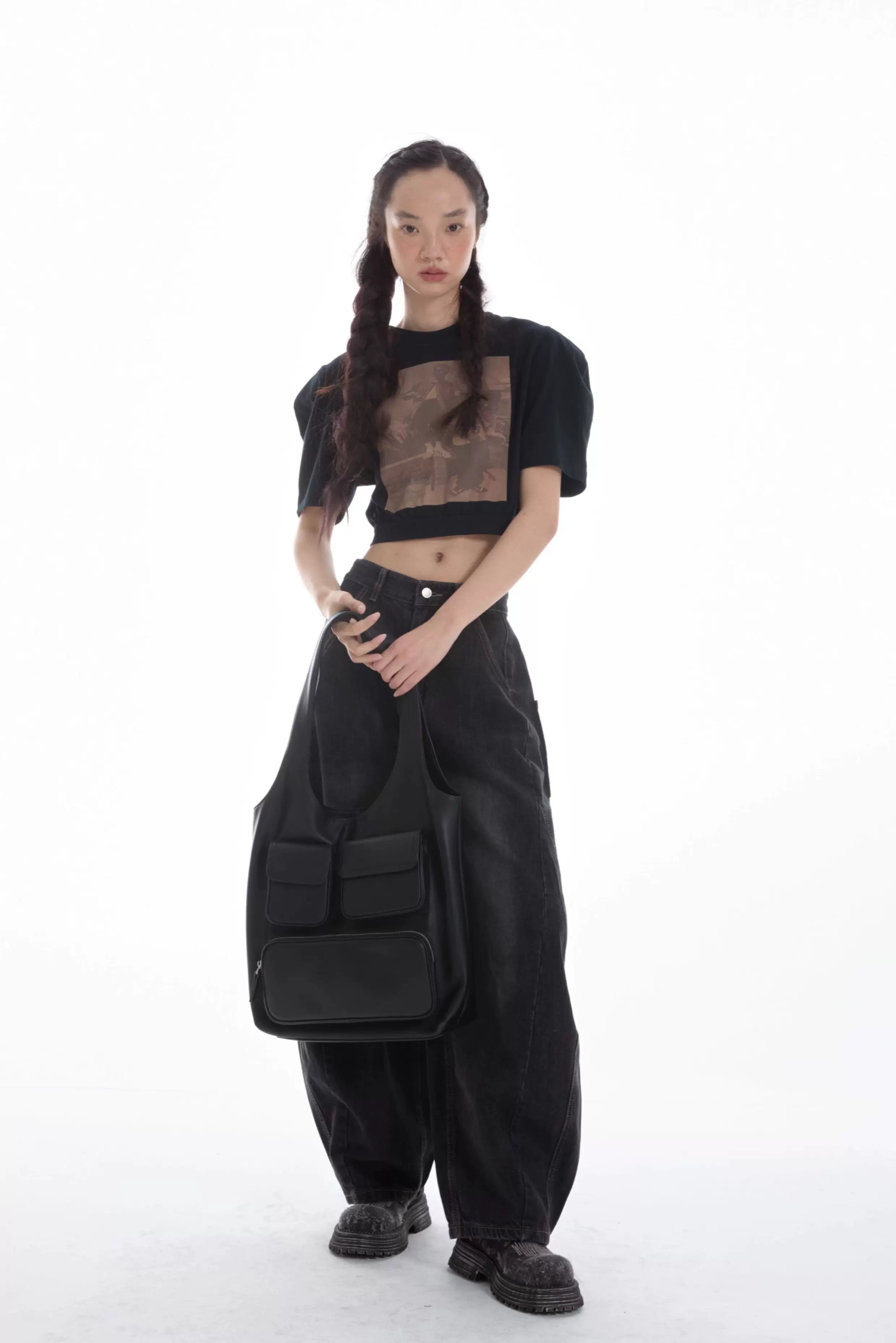 DirtySix Multi-pocket Heavy Industry Cowhide Shoulder Bag