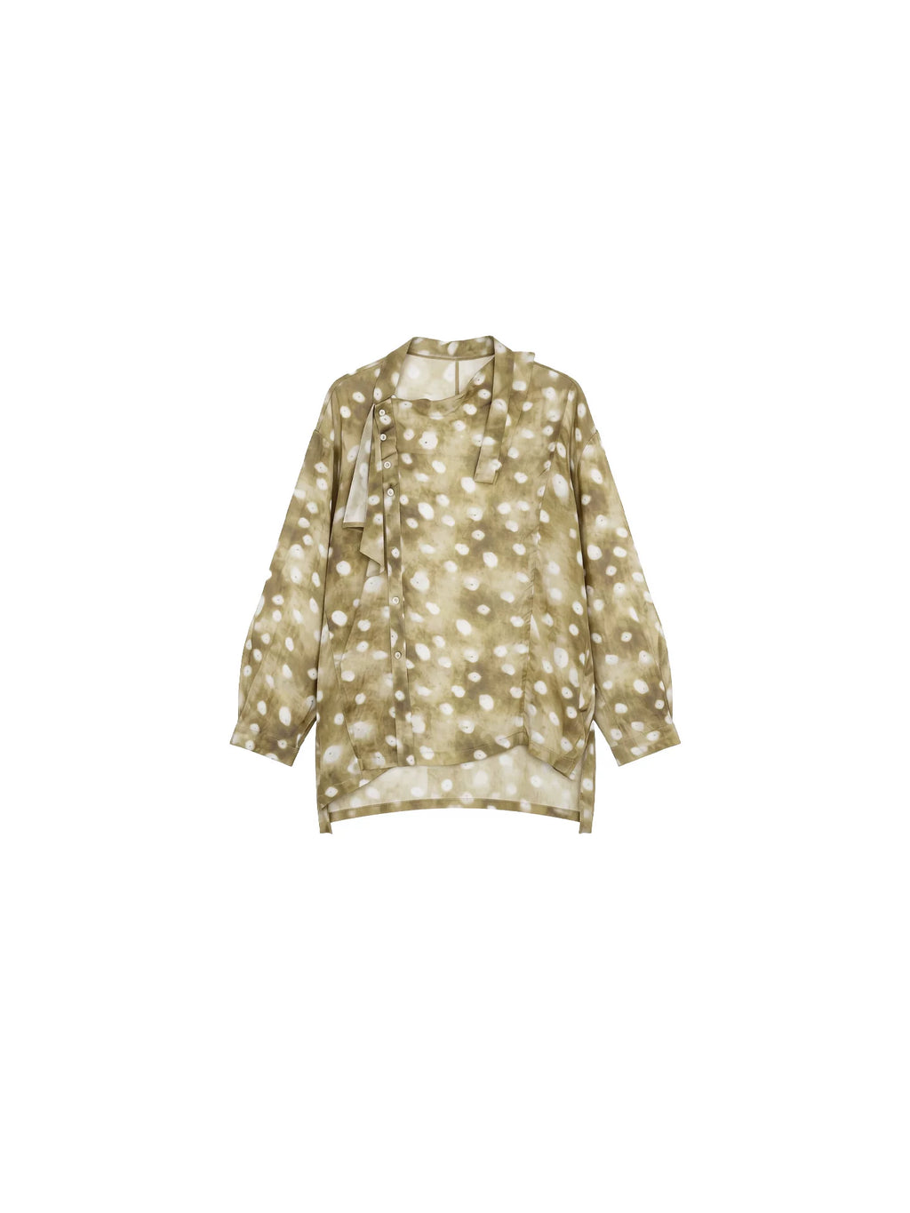KELIFAN Vintage Polka Dot Lace-Up Lantern Sleeve Long Sleeve