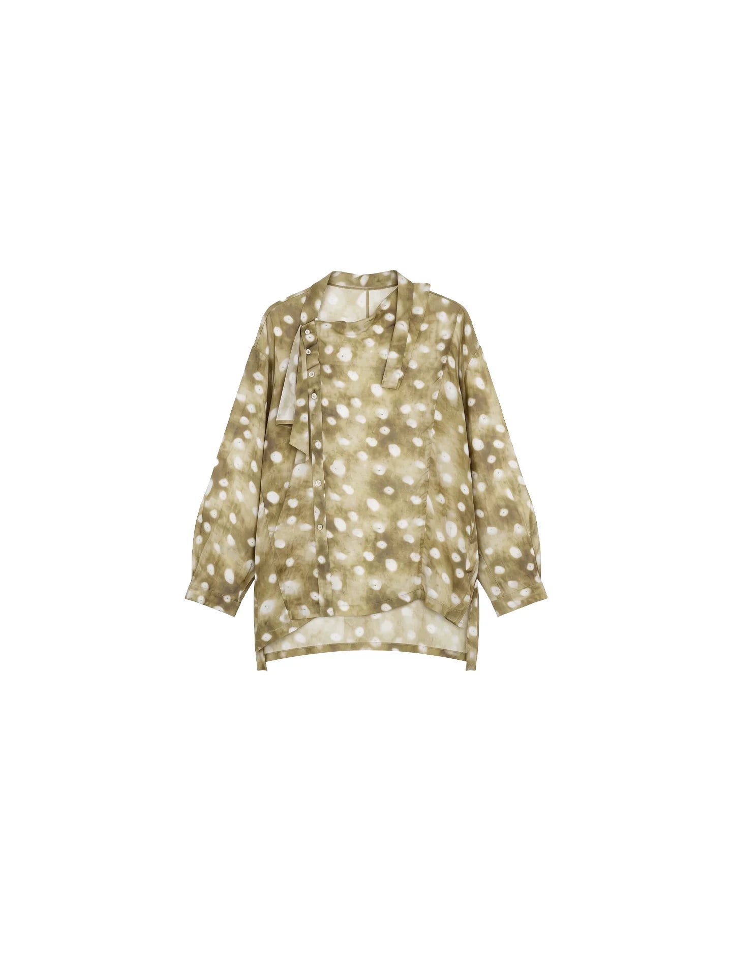 KELIFAN Vintage Polka Dot Lace-Up Lantern Sleeve Long Sleeve