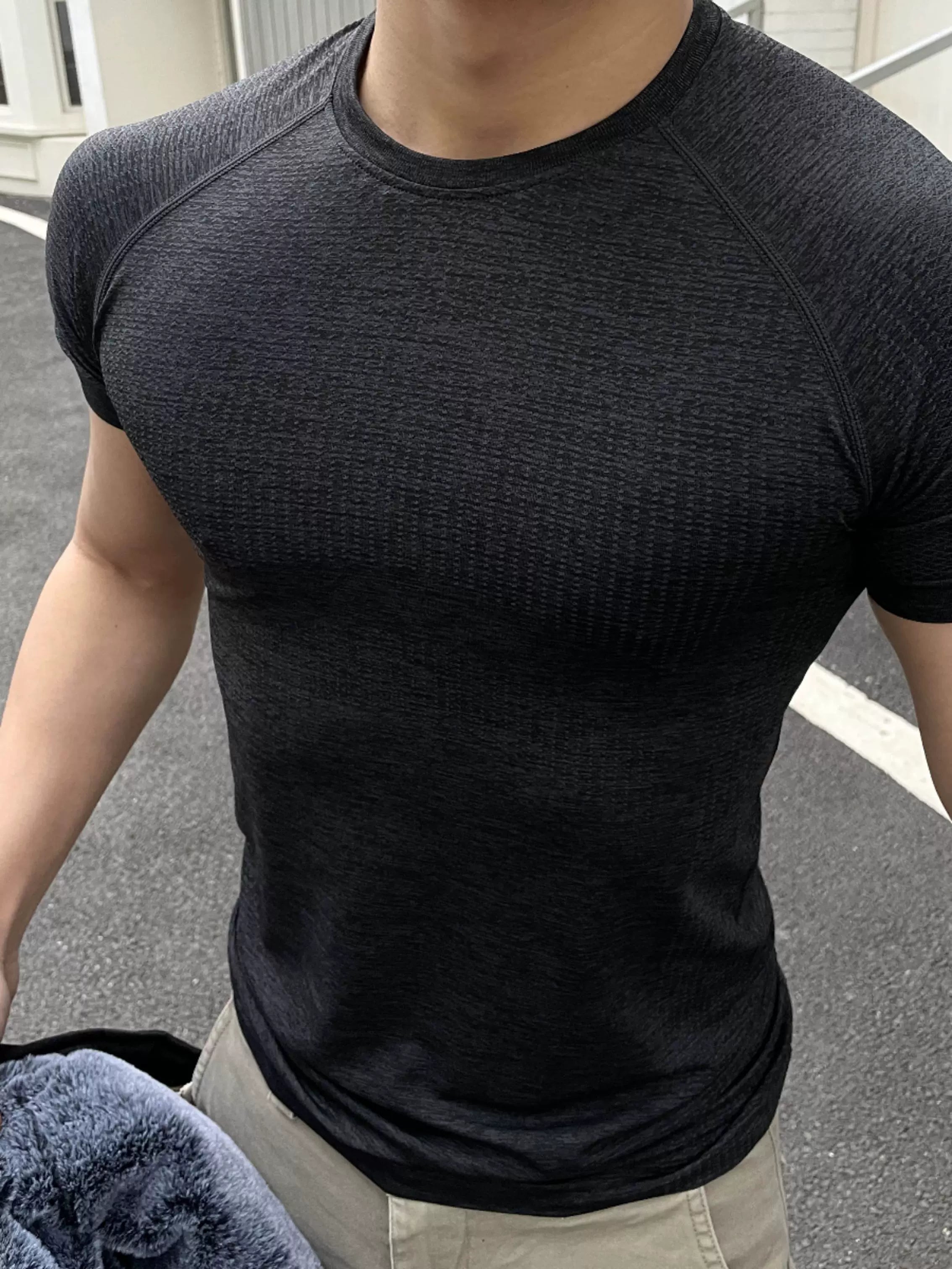 GTAL Quick Drying Fitness Elastic Slim Fit Crew Neck Tee