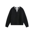 MADWITCH Retro Casual Contrasting Double-neck Knitted Sweater