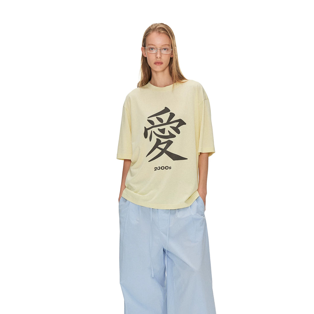 ANTERIOR LOVED Digital Vintage Love Print Loose Casual Tee