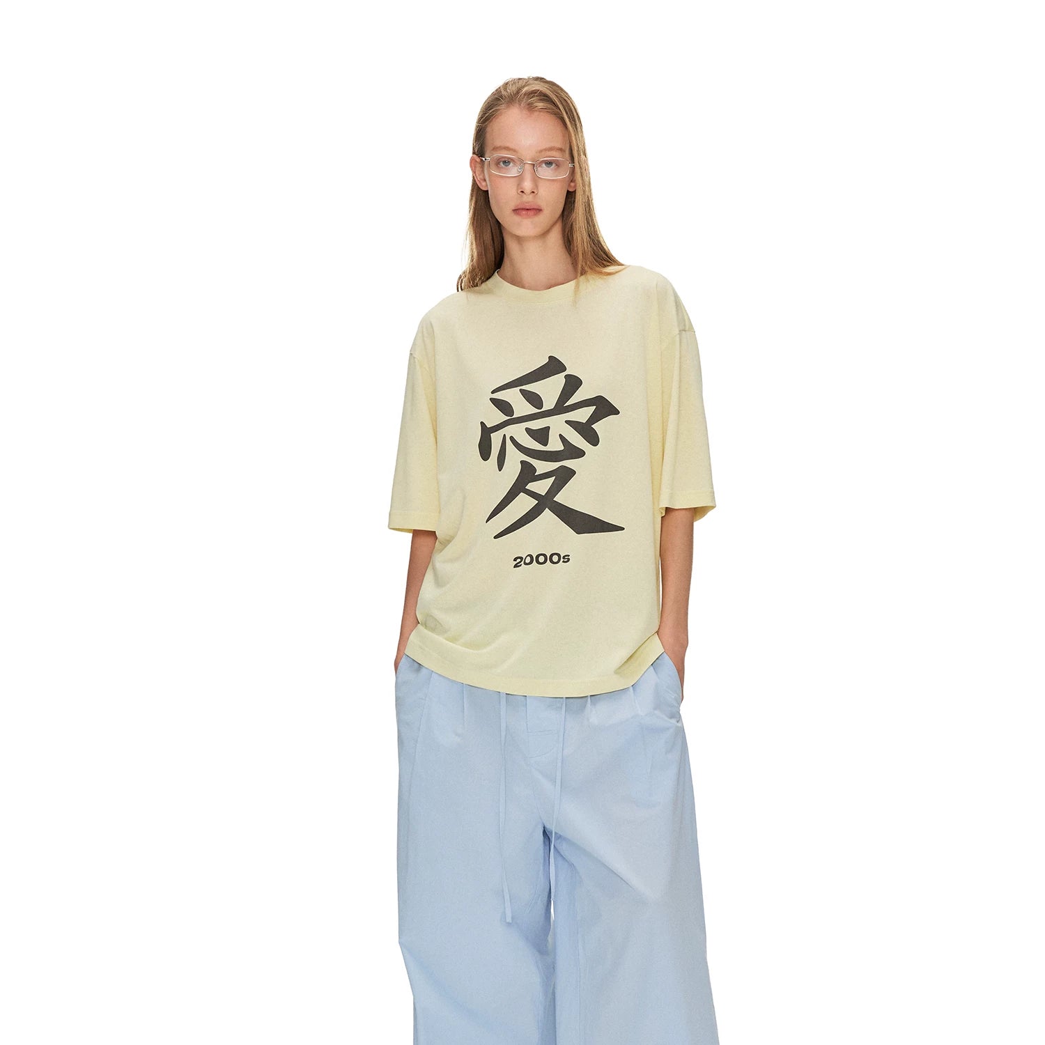 ANTERIOR LOVED Digital Vintage Love Print Loose Casual Tee