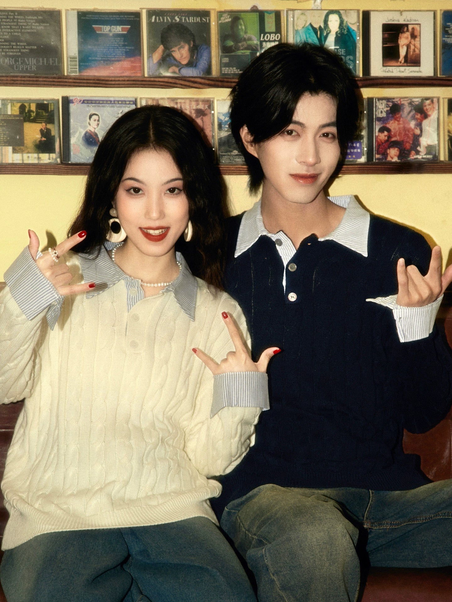 ALOHA Vintage Lazy Slack Fake Two-piece Sweater