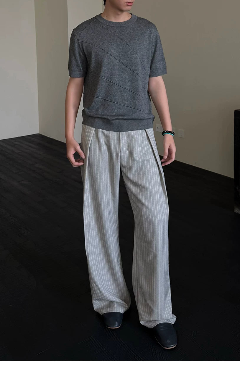 KREATE Front Shoulder Three-dimensional Jacquard Crew Neck Knitted Tee