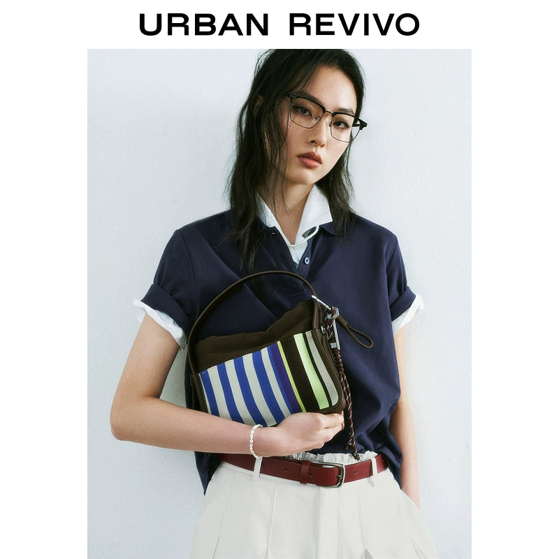 URBAN REVIVO Nautical Casual Simple Versatile Polo Shirt