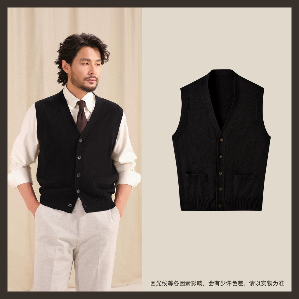 CULTUM Sleeveless Knitted Cardigan V-Neck Wool Vest
