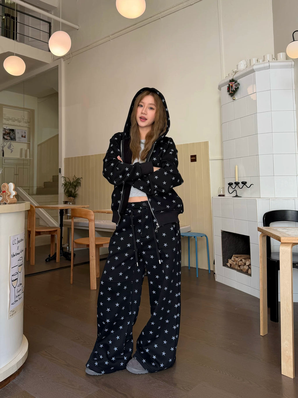 CCYE Fleece Star Full Print Casual Sweatpants