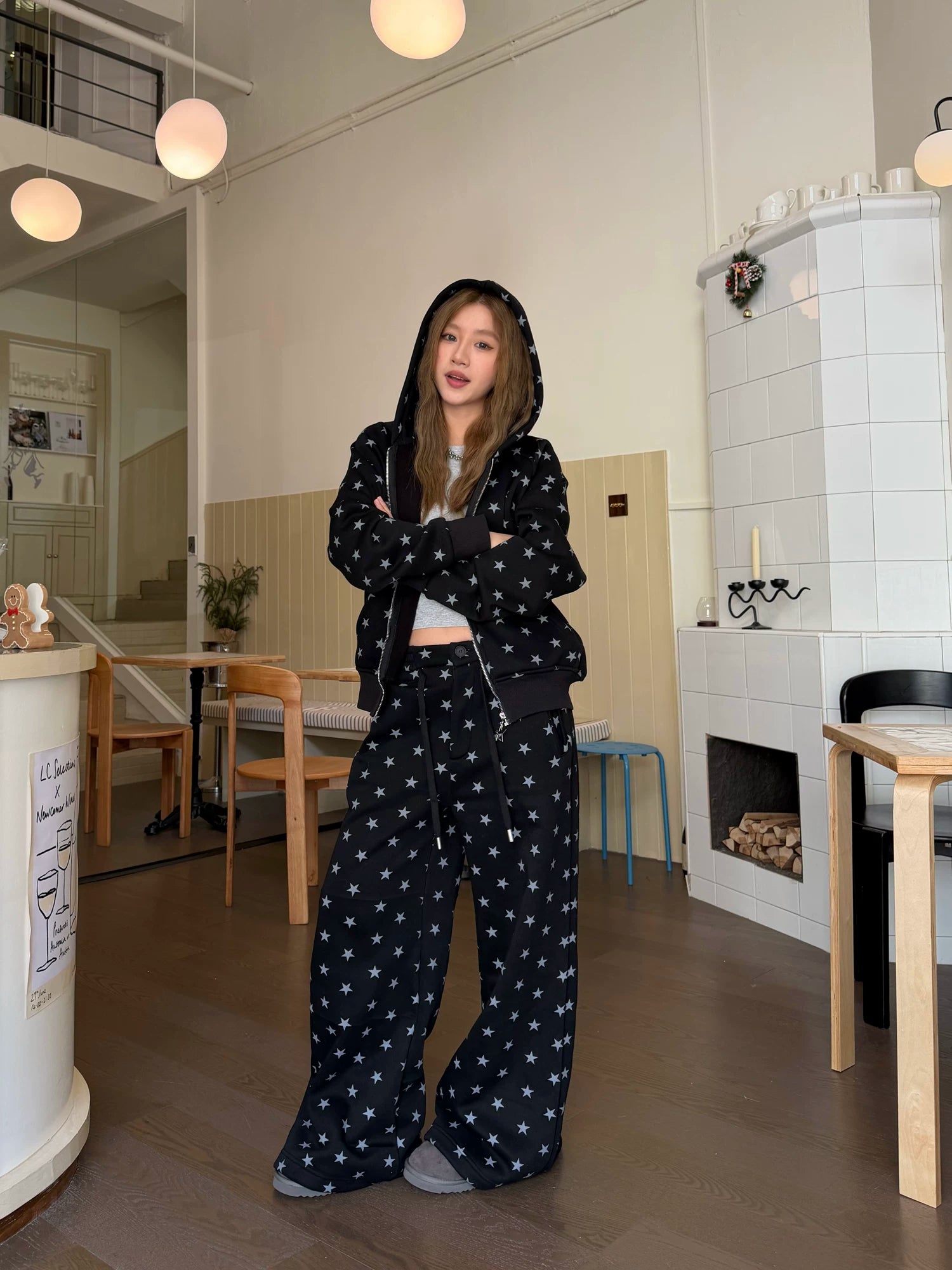CCYE Fleece Star Full Print Casual Sweatpants