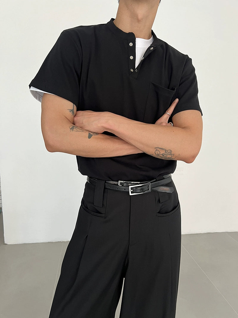COLN Henry Neck Shoulder Short Tee