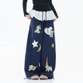 Zuocisankon Polka Dot Fart Curtain Cartoon Embroidered Sweatpants