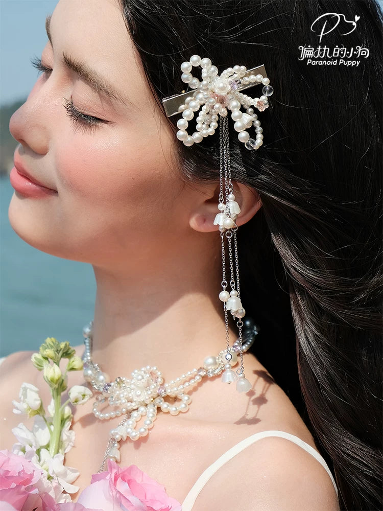 PP Pearl Flower Fringed Hairpin