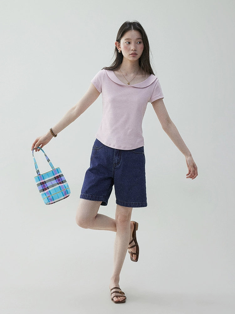 VOOE Peter Pan Collar Curved Hem Tee