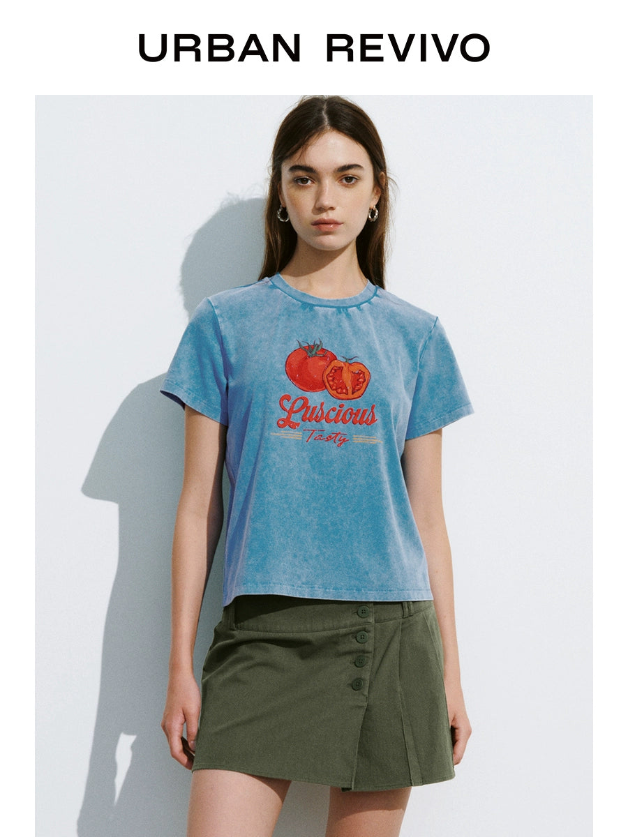 URBAN REVIVO Retro Washed Printed Tee