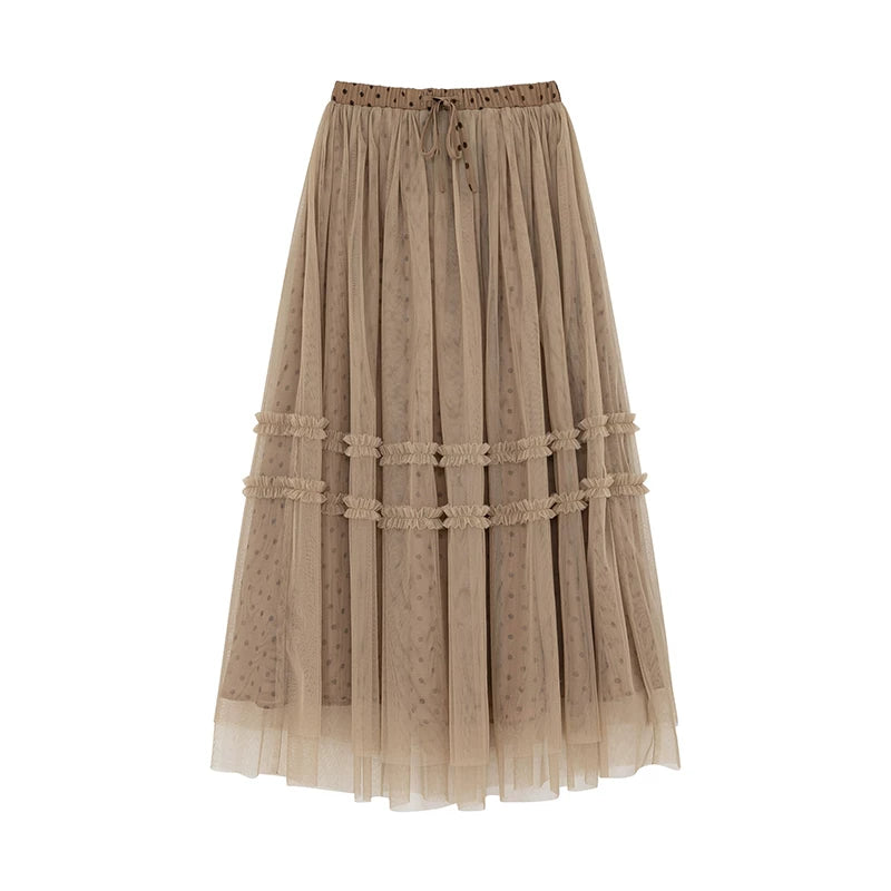 KANO Double Ruffle Edge Mesh Skirt