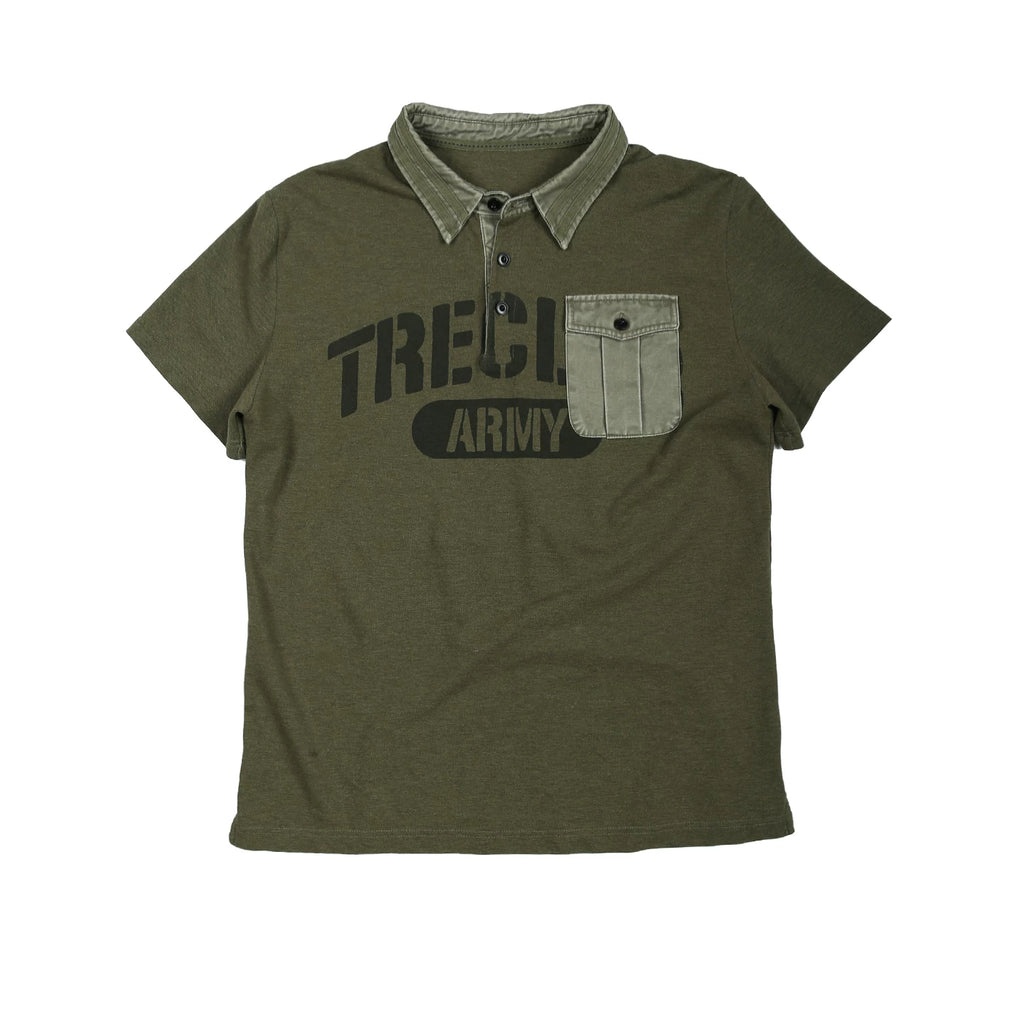 TRECLUB Vintage Polo Collar Casual Tee