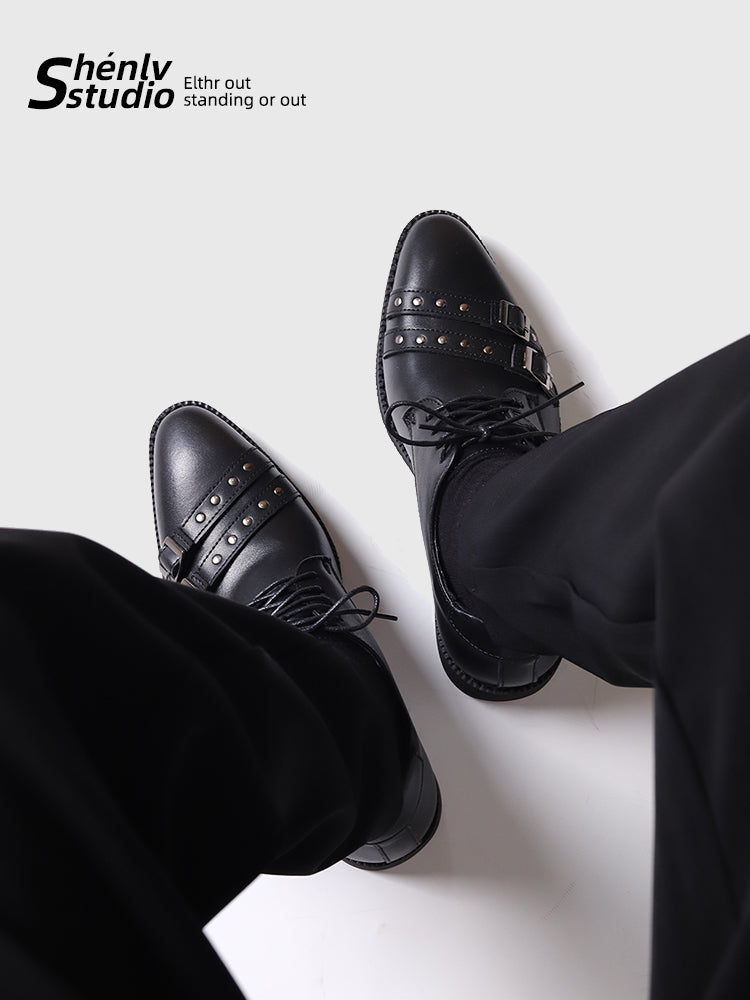 SHENLV STUDIO Dark Punk Pointed Leather Shoes