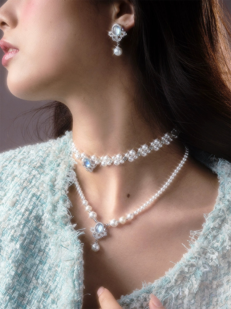 ParanoidP Snowflake Aquamarine Pearl Necklace