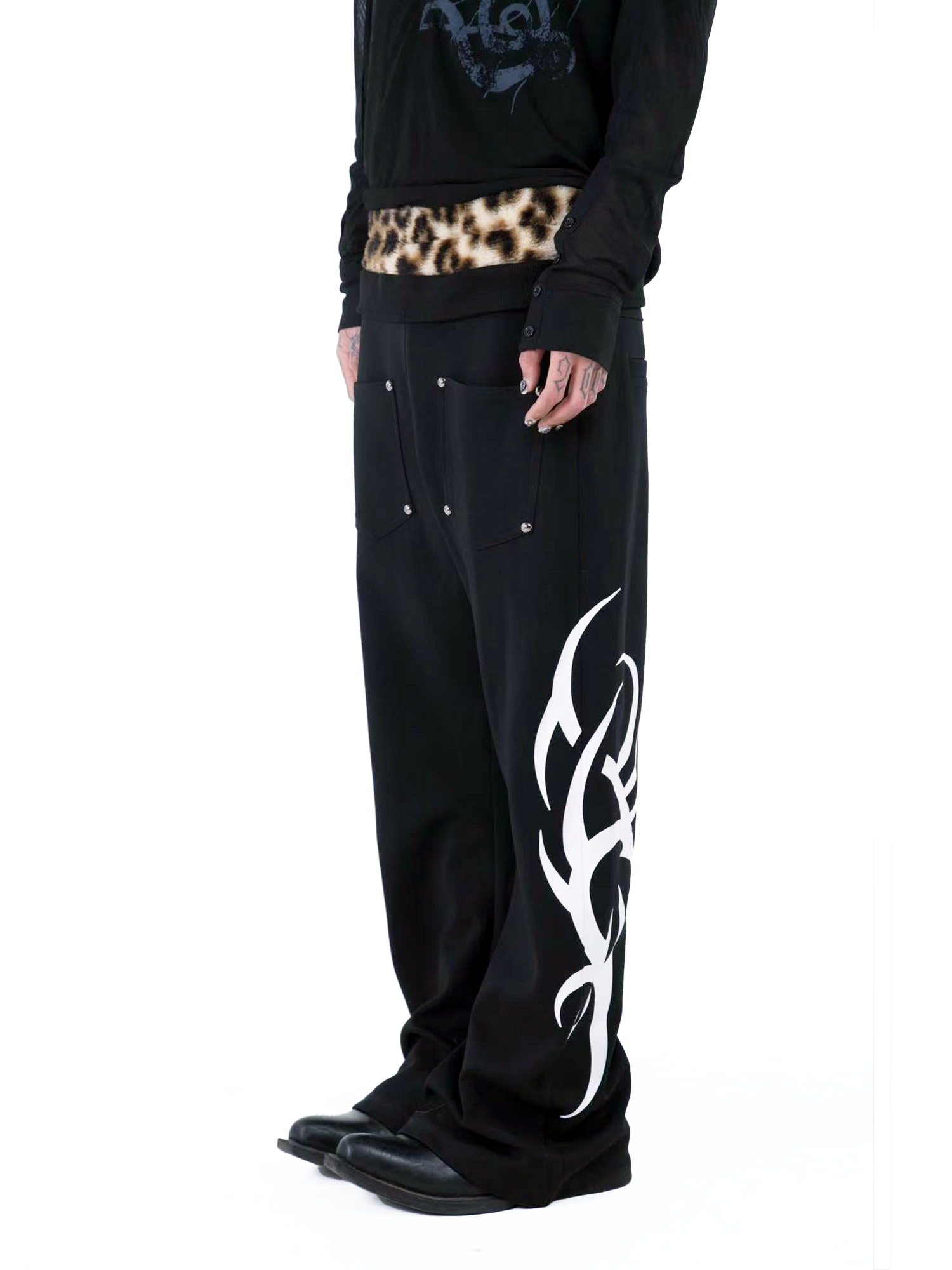 DETW 25ss * "Leopard Print"  Straight Machete Commuter Sweatpants