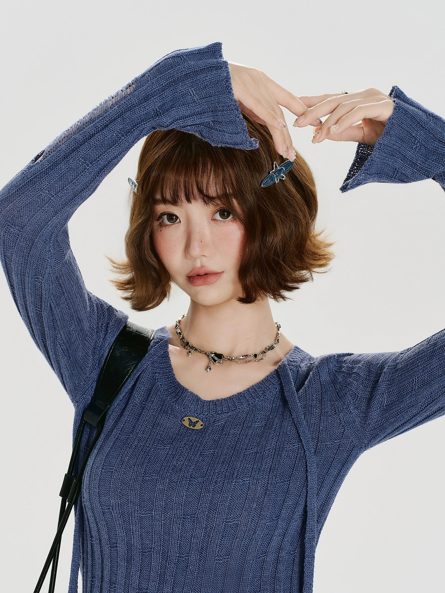 Girlyhalo Vintage Ripped Knitted Sweater