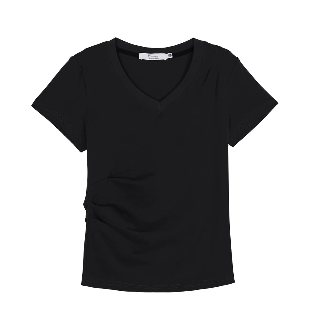 XUJING Crew Neck Shoulder Versatile Skinny Tee