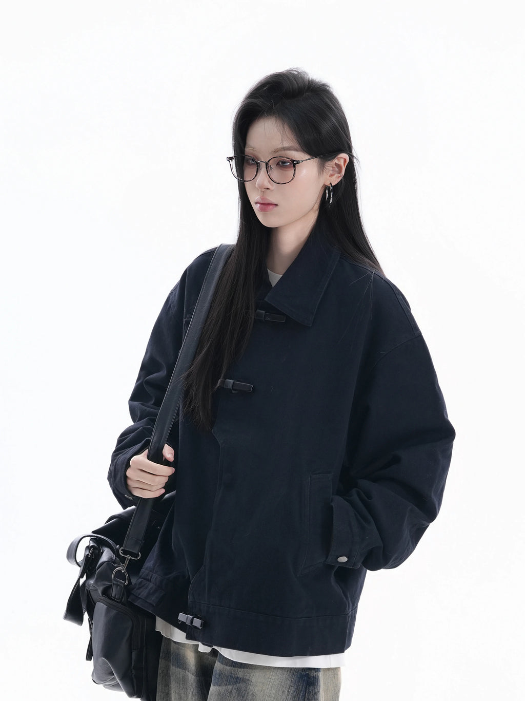 Zuocisankon High Texture New Personality Buckle Lapel Jacket