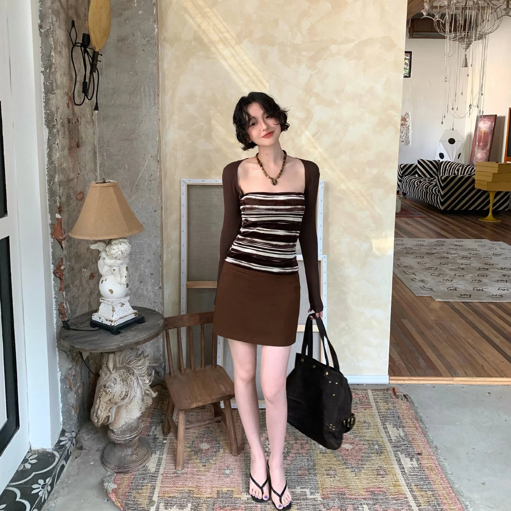 KELIFAN Retro Simple Suit Skirt