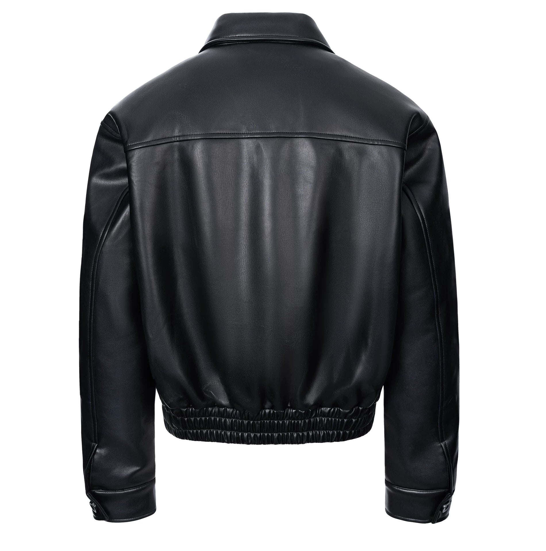 Esaias Vintage Leather Breasted Lapel Cropped Coat
