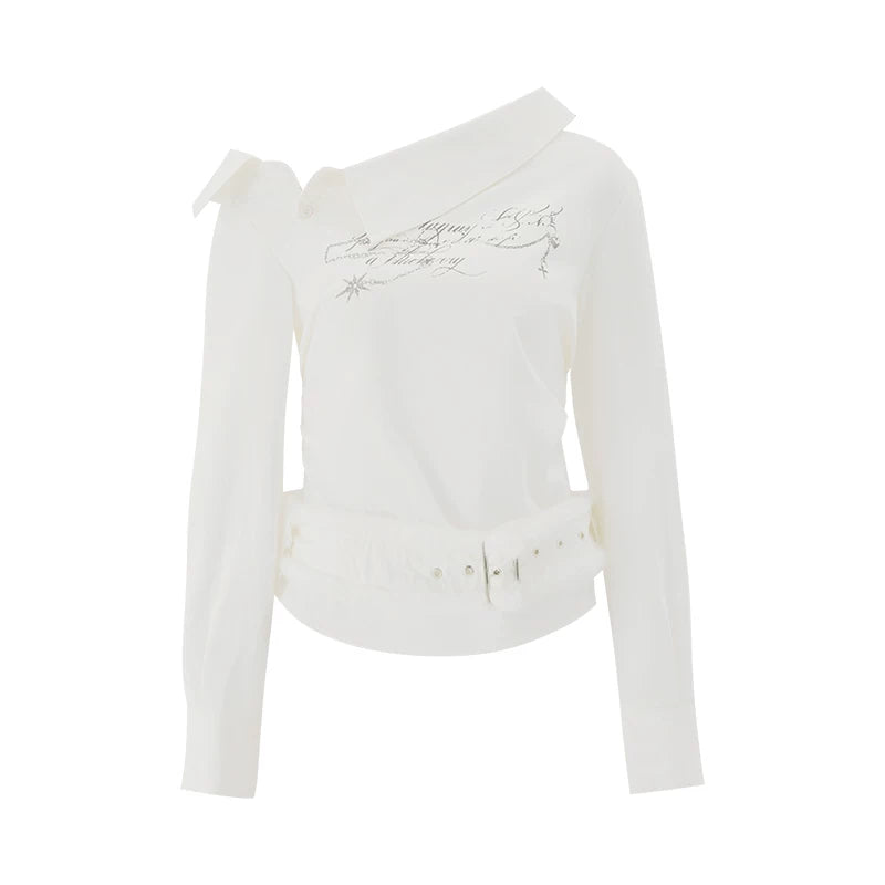 Ablueberry Off-the-shoulder Lapel Shirt