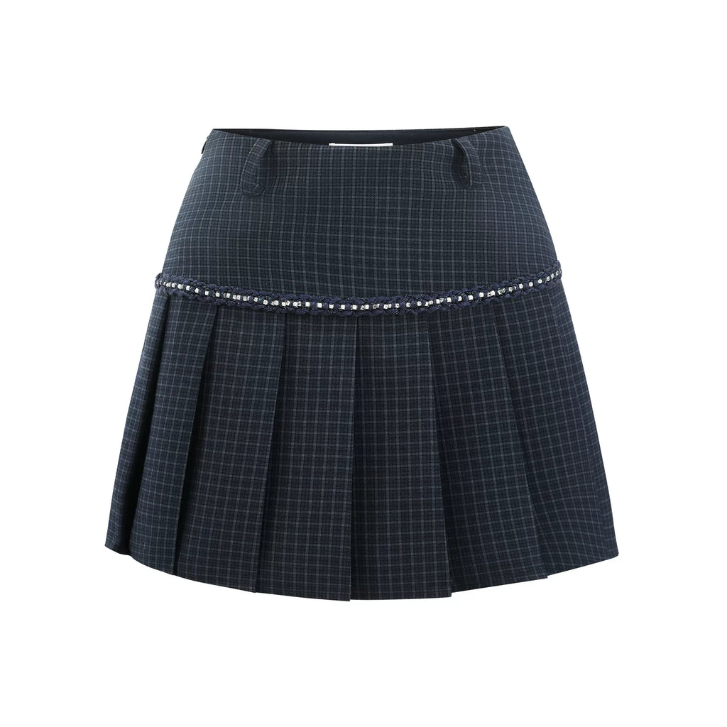 Barb Chill Slim-fit Cardigan Pleated Skirt Plaid Set