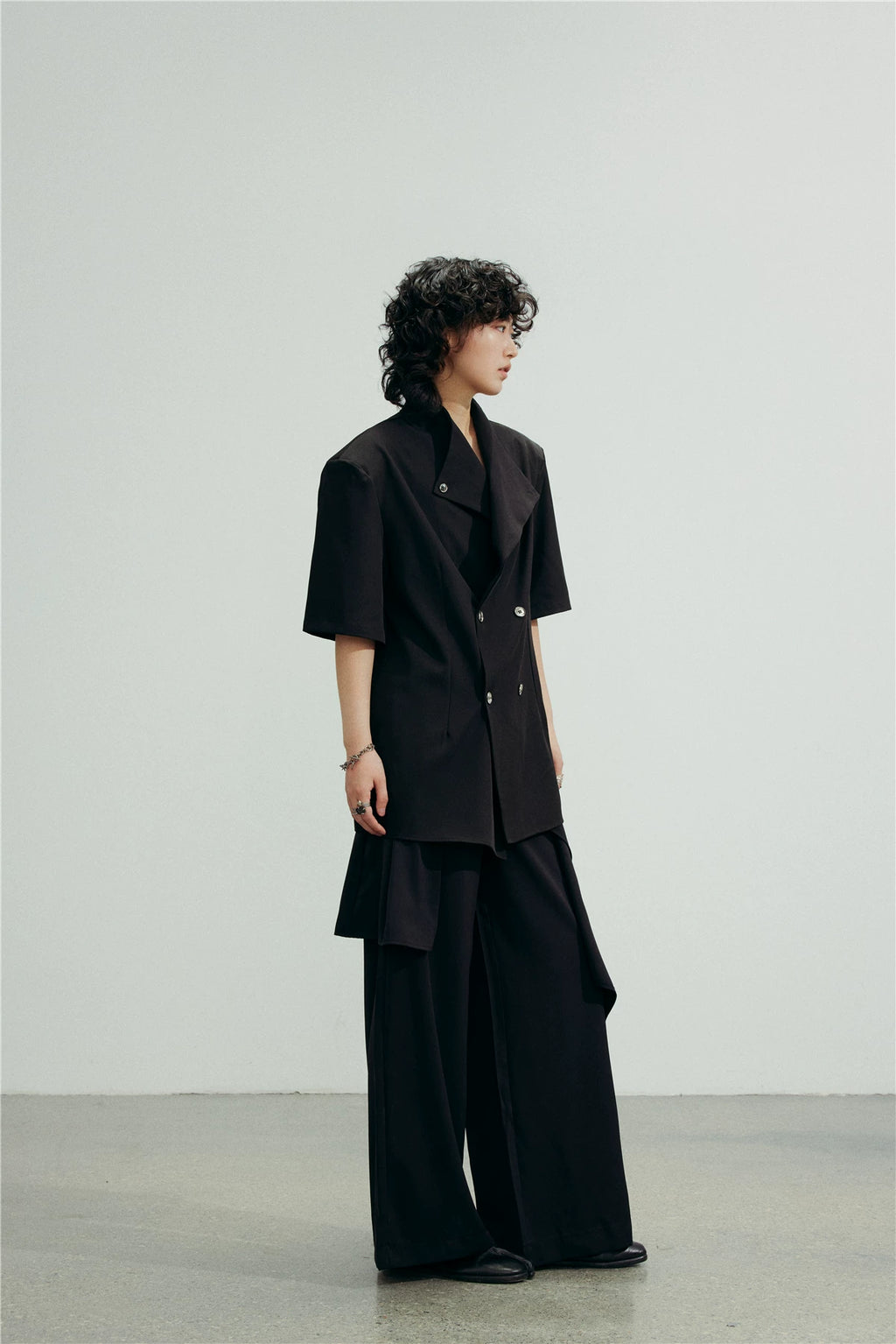 SUNYVONNE Vintage Double-breasted Blazer