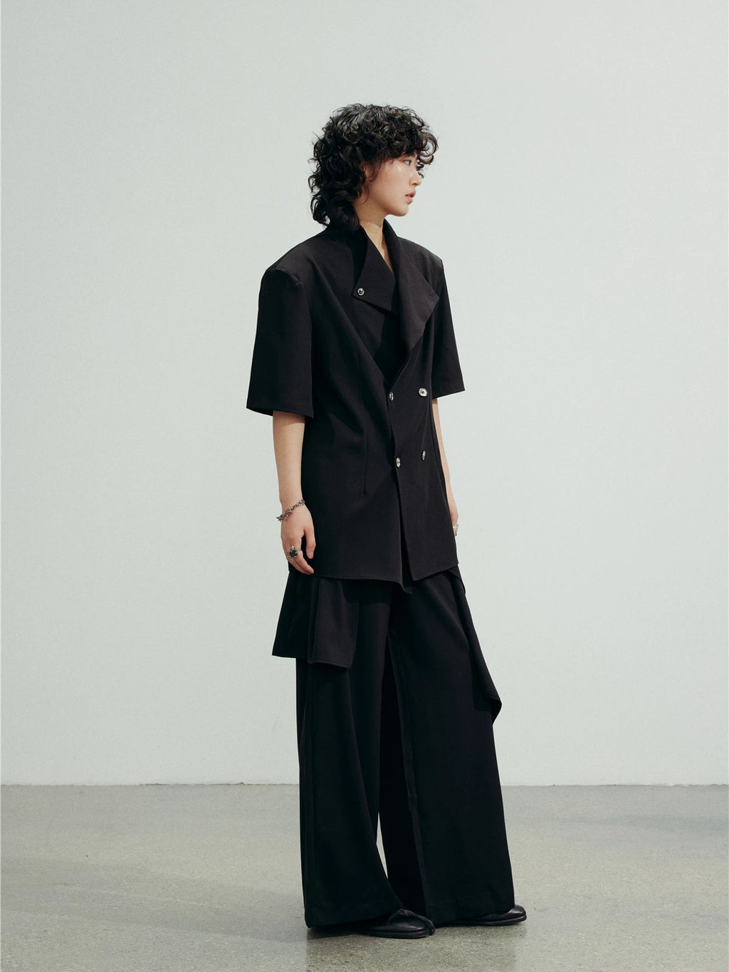 SUNYVONNE Vintage Double-breasted Blazer