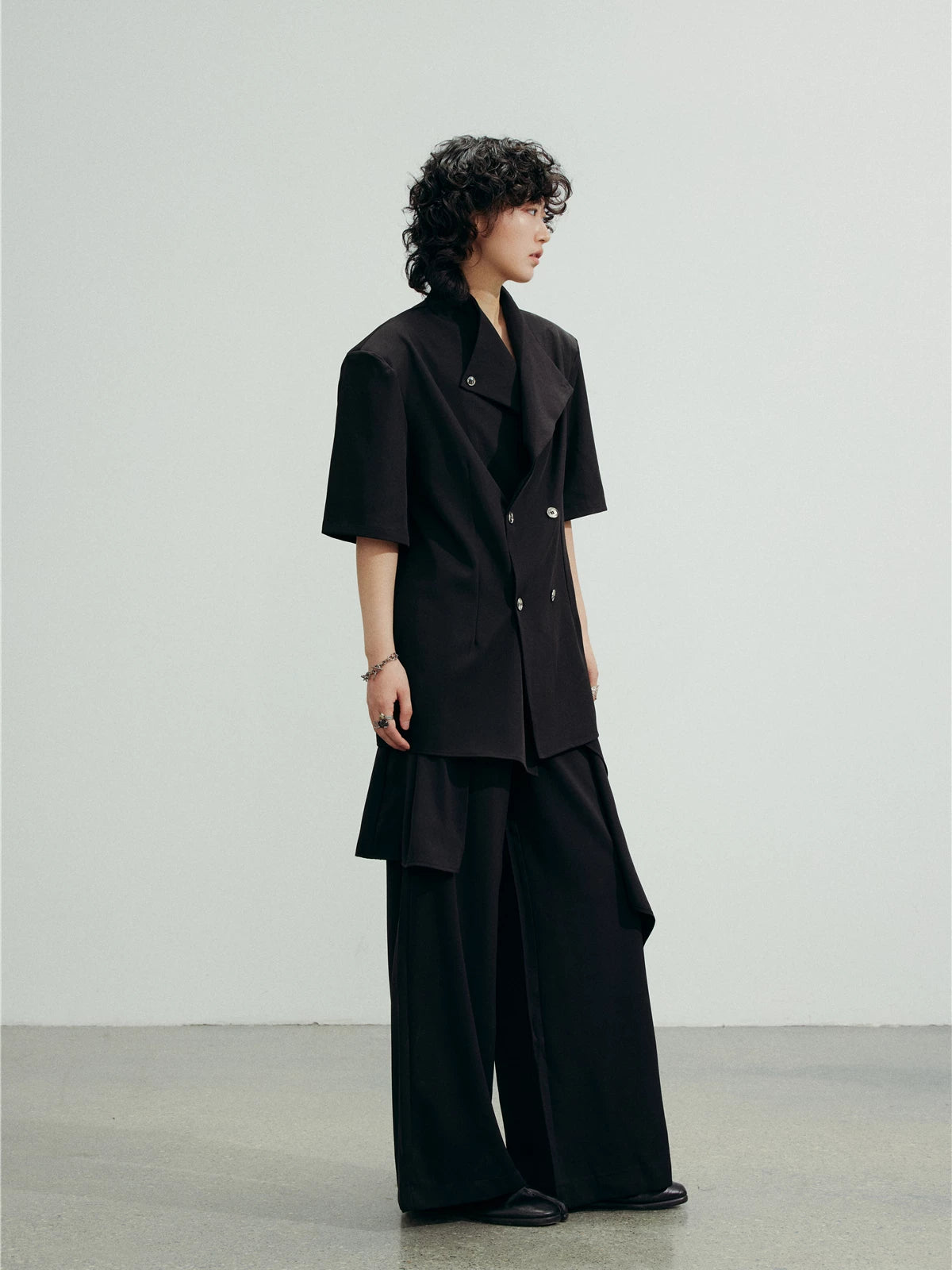 SUNYVONNE Vintage Double-breasted Blazer