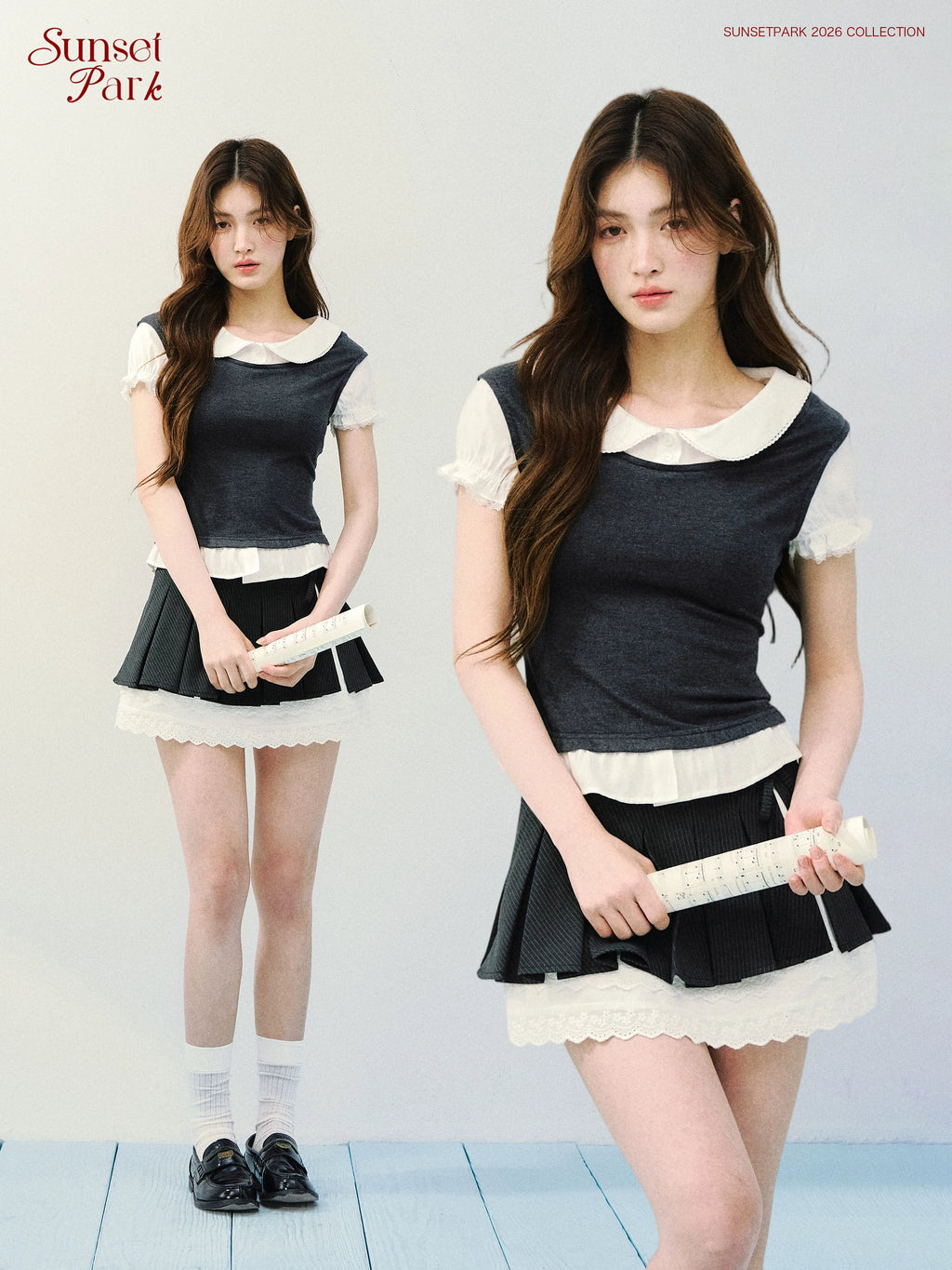 SunsetPark Fake Two Pieces Slim Versatile Tee