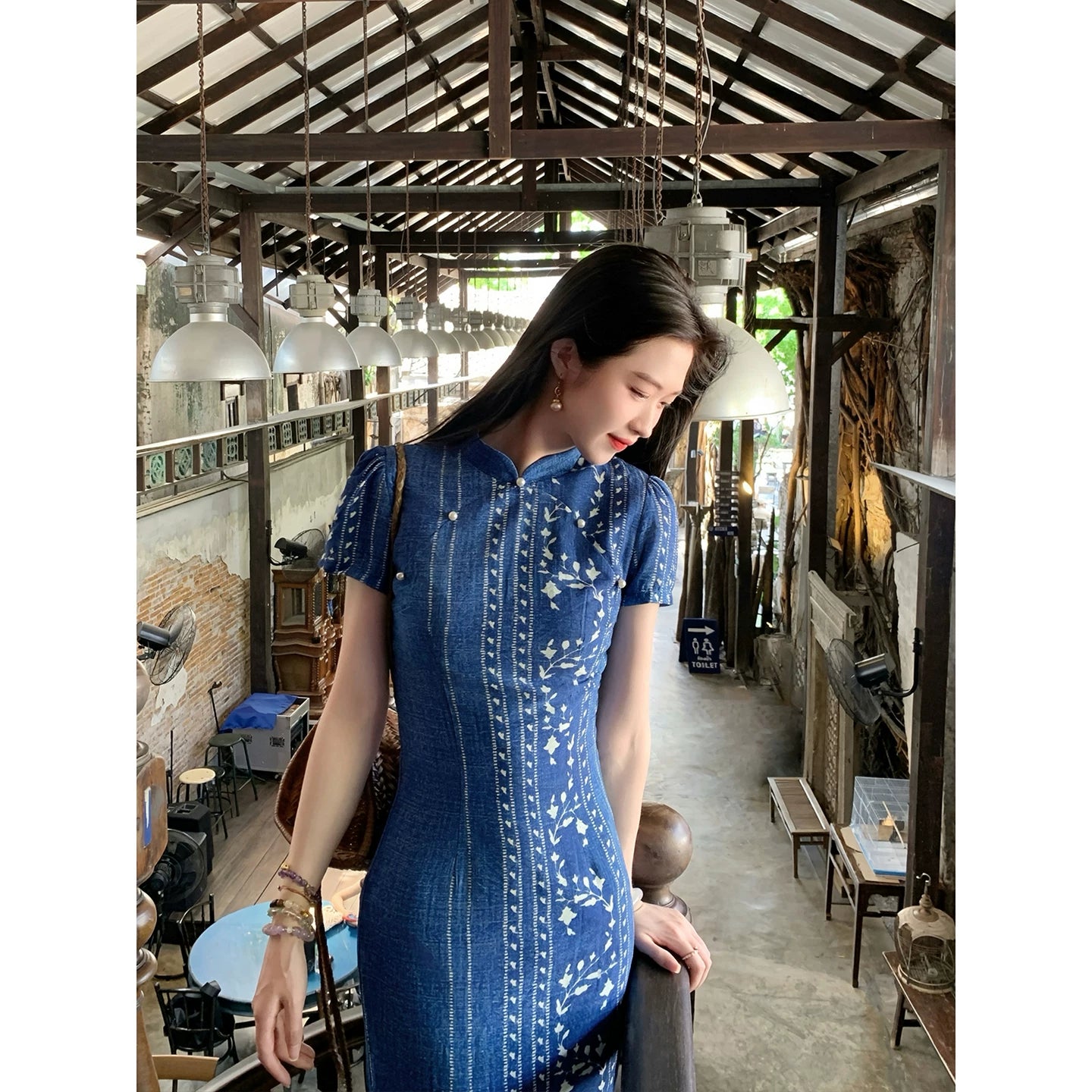 ZIHE Tie-dye Floral Striped Dress