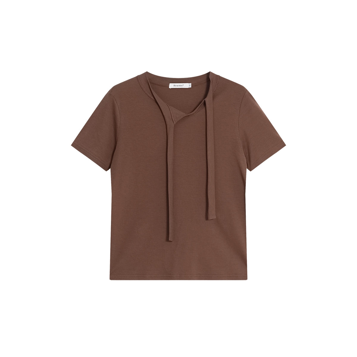 FUNKYFUN Lyocell Skin Fabric V-Neck Lace Tee