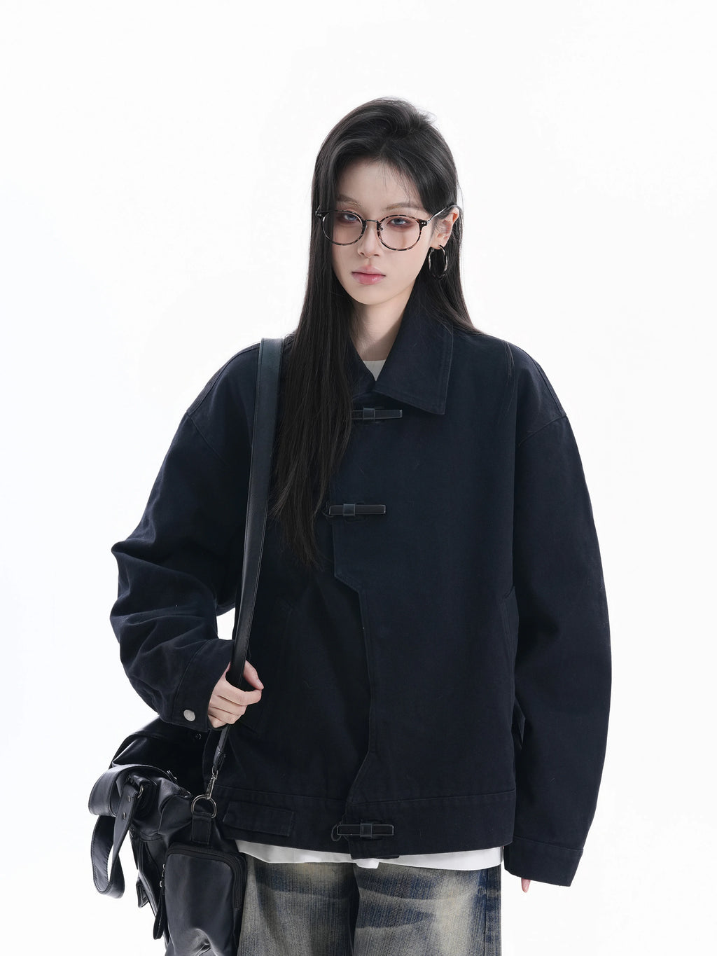 Zuocisankon High Texture New Personality Buckle Lapel Jacket