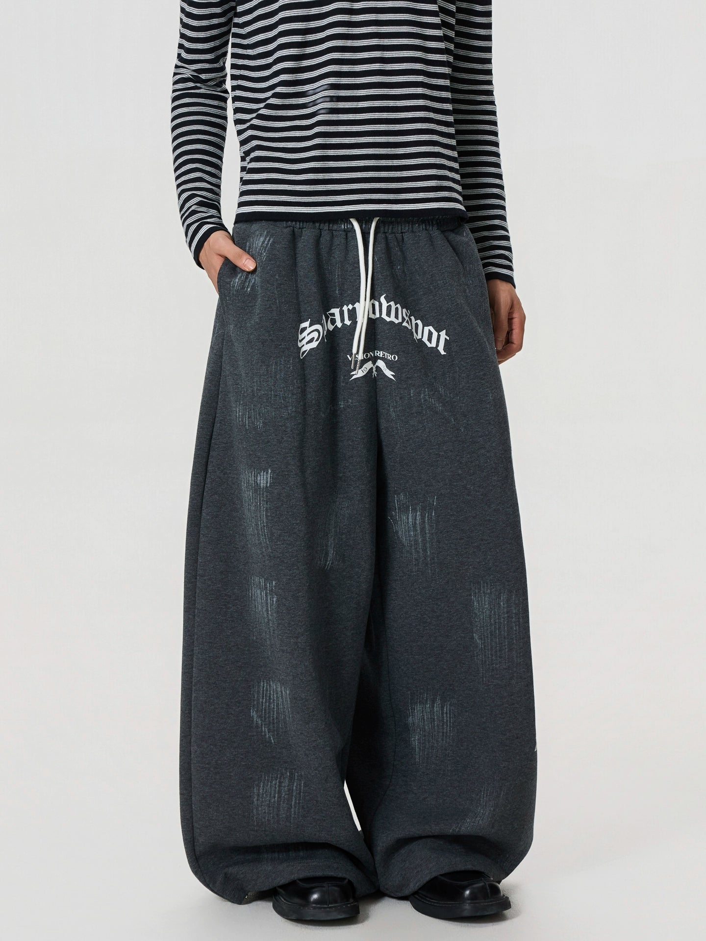 BTSG Vintage Painted Printed Wide-Leg Slacks