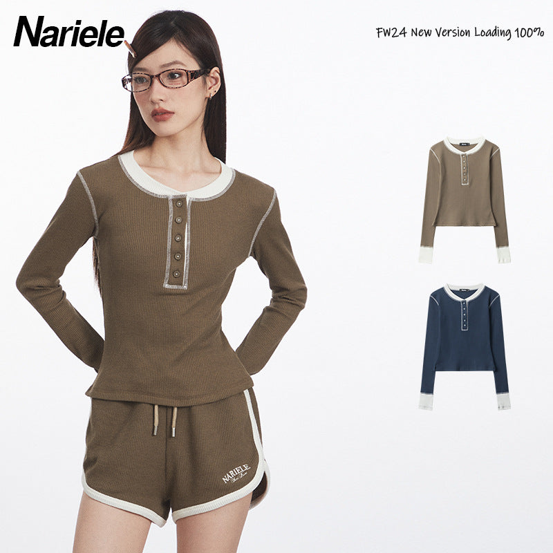 Nariele Babes Fake Two Piece Splicing Long Sleeve