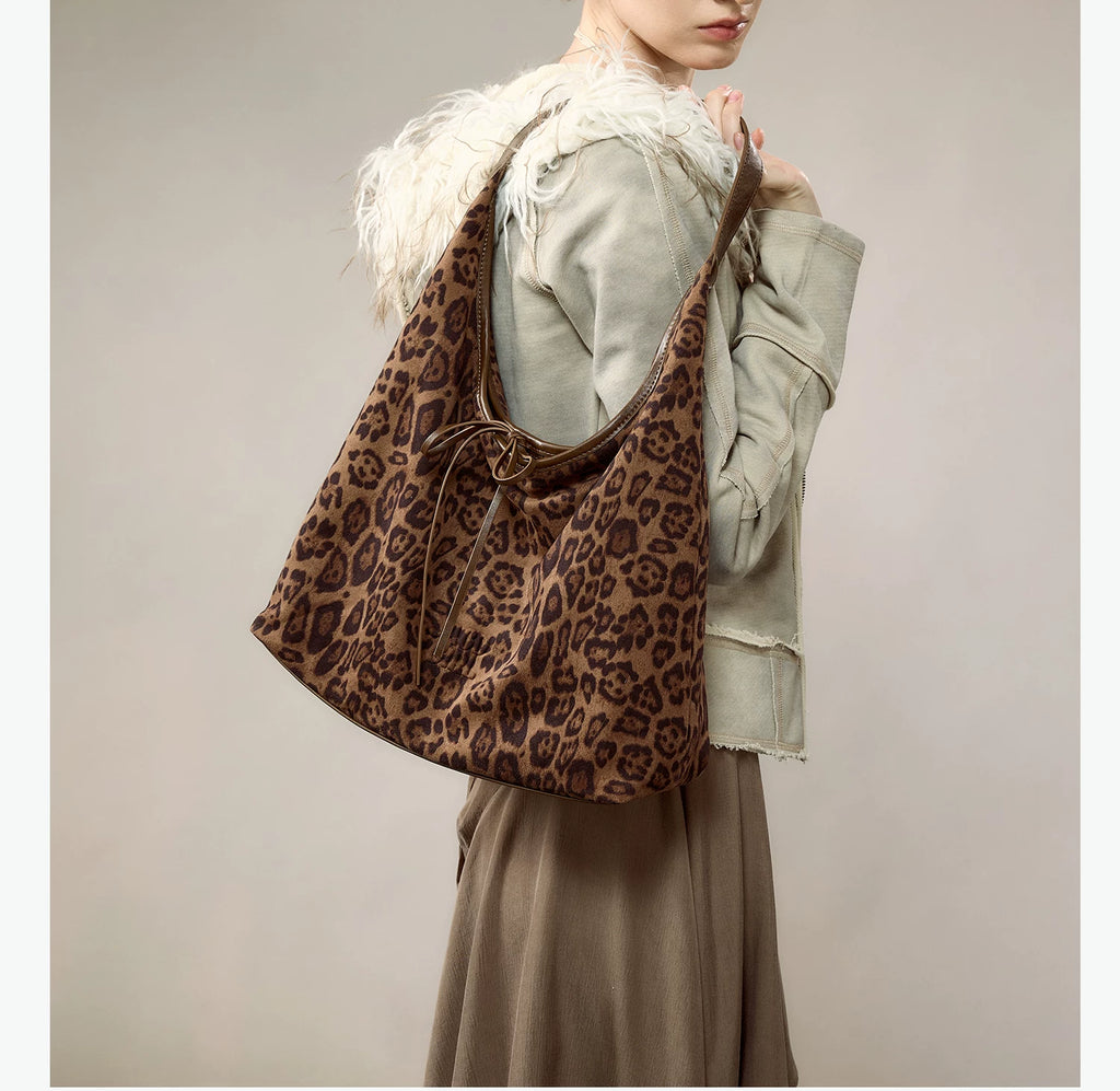 JACD Lazy and Relaxed Leopard Print Bag Women's Large-capacity Tote Bag