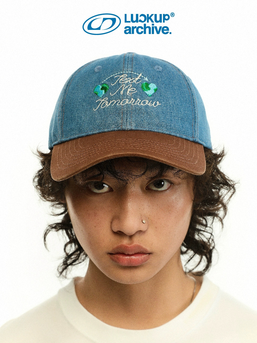 LUCKUP Denim Color Matching Retro Embroidered Baseball Cap