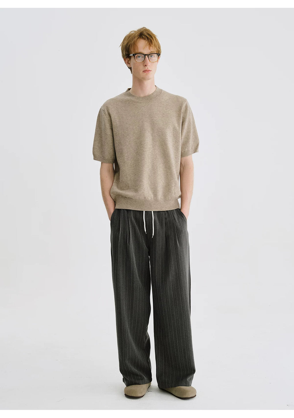 LIVINGTOWN Vintage Versatile Crew Neck Knitted Tee