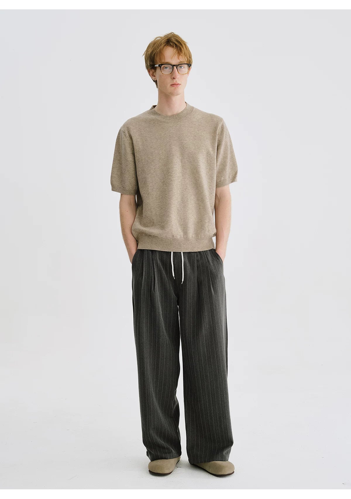 LIVINGTOWN Vintage Versatile Crew Neck Knitted Tee