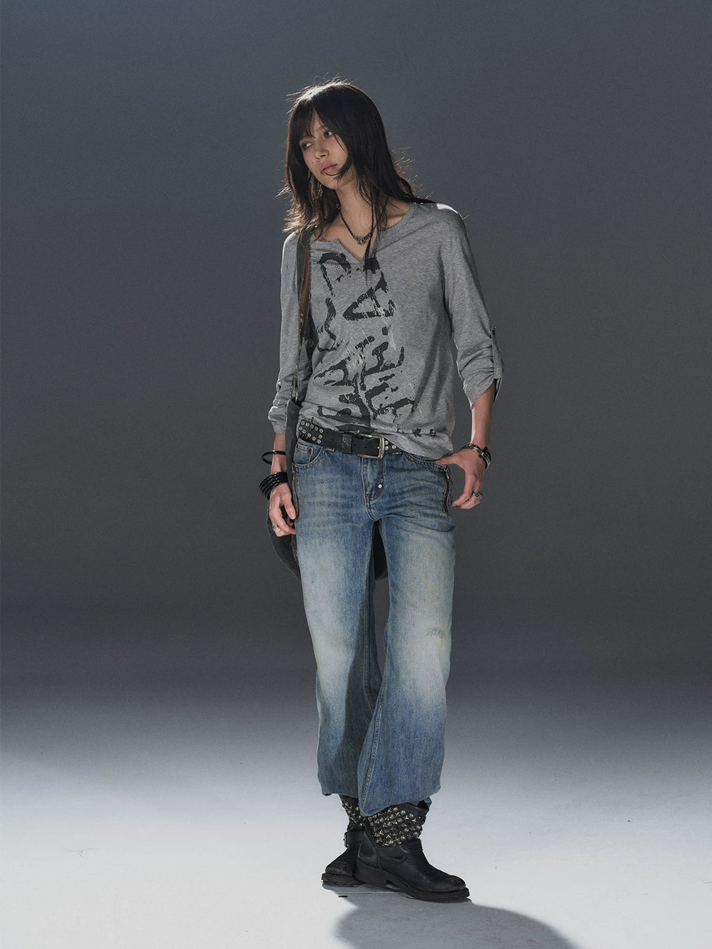 WearAndtear Double Zipper Contrasting Low-rise Jeans